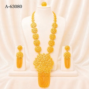 Designer Ethnic Zircon Jewelry Set <b>Long</b> Pendant <b>Earrings</b> <b>Silver</b> Plated Engagement Anniversary Wedding Collection A-63078 - Product Image 3