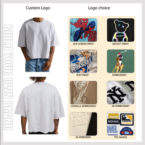 เสื้อยืดโอเวอร์ไซส์ทรงครอป พรีเมียม ผ้าคอตตอนถักเนื้อหนัก 300gsm 100%  รับสกรีนโลโก้ สตรีทแวร์สุดหรูสำหรับผู้ชาย - Product Image 3