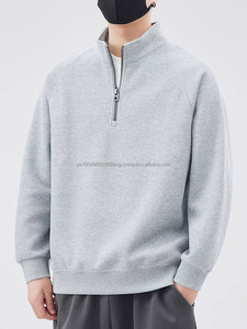 Chaqueta Casual Vintage de Color Sólido para Hombre, Sudadera con Capucha y Cremallera, con Cuello Alto Bordado Simple, Capa Base - Product Image 6