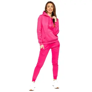 Chándal de mujer de calidad superior del proveedor directo de fábrica 100% algodón totalmente liso pulóver sudaderas con capucha bordadas de invierno - Product Image 1