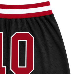 Shorts de basket-ball en mesh sublimé noir et rouge pour hommes, légers, en polyester, uniforme de basket-ball, entraînement, vêtements de sport - Product Image 6