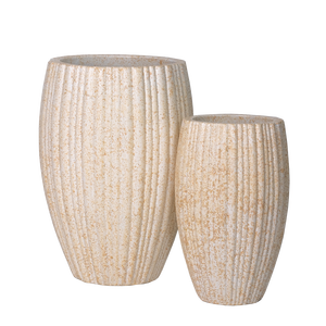 Jardinière élégante en béton beige avec rainures verticales et aspect pierre naturelle - Product Image 5