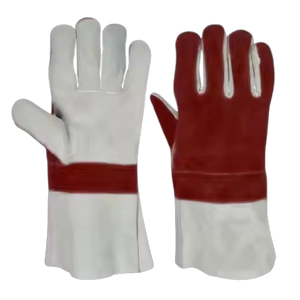 Gants de sécurité en cuir de vachette pleine fleur de qualité supérieure, durables, anti-coupure, résistants à la chaleur, anti-vibrations, antidérapants, avec manchette de sécurité - Product Image 2
