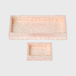 Juego de bandejas de baño de alta calidad en color pastel, hechas a mano, de madera MDF personalizada en 2 tamaños, venta directa al por mayor desde Vietnam. - Product Image 1