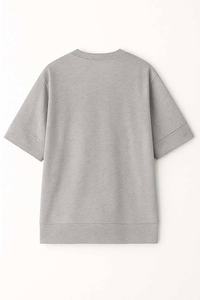 T-shirts gris unis pour hommes, coupe décontractée, manches courtes, personnalisables en gros pour l'été, avec logo OEM sur mesure - Product Image 5