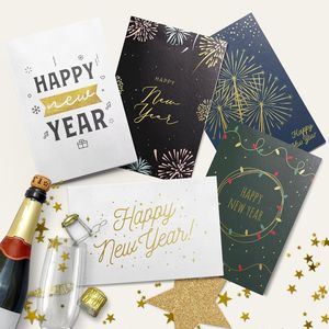 30 Cartes de Vœux de Nouvel An Luxueuses et Grandes (5x7 pouces) aux Couleurs Vibrantes avec Accents Dorés, en Boîte, Courtes et Élégantes - Product Image 1