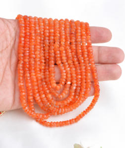 Perles de cornaline naturelle d'Afrique, facettées, 3 à 4 mm, perles de pierres précieuses naturelles pour la création de bijoux fins. - Product Image 5