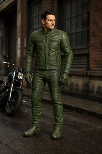 Premium Genuine Leather Motorcycle Suit Mens Plus Size Breathable Abrasion Resistant Street Biker Motorbike Riding Jacket Pants - Product Image 4