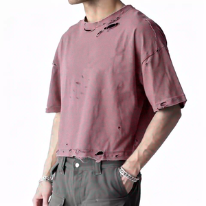 Camiseta Oversize para Hombre, 100% Algodón, Estilo Desgastado, Corte Cuadrado, Ajuste Holgado, Tejido de Punto de 240 Gramos - Product Image 2