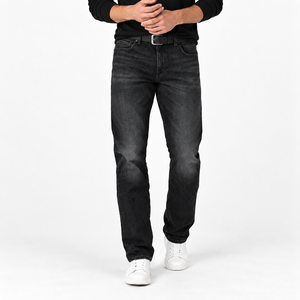 Men's Dark Wash Slim Jeans Mid Waist Vintage Denim Pants High Quality Custom Branding Wholesale Supplier - Product Image 4