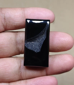 Cuarzo Druzy Negro Natural con Puntos Blancos, Gema Suelta Cabujón Rectangular Pulido para Joyería - Product Image 2