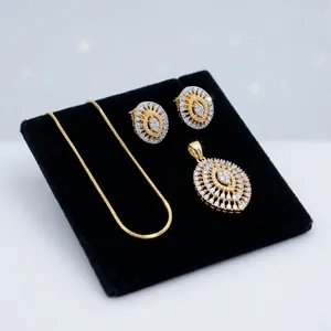 Ensemble de boucles d'oreilles pendantes plaquées or Bhargavi tendance pour femmes, bijoux de mariage indien, fournisseur OEM, style tendance - Product Image 1
