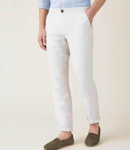 Pantalon long droit simple et décontracté en lin blanc de haute qualité pour homme – Collection été tendance - Product Image 6