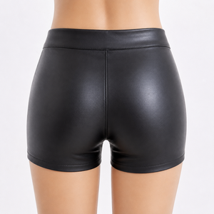 Shorts pour femmes, été, décontractés, taille haute, extensibles, coupe ajustée, respirants, en cuir écologique, 220g - Product Image 2