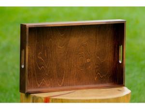 Plateau de service rectangulaire en bois d'acacia rustique classique avec poignées, provenant d'un fournisseur indien. - Product Image 3