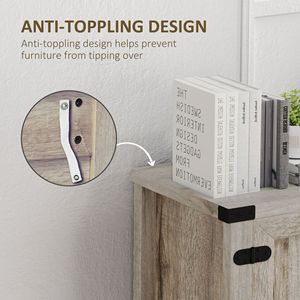 Mobiletto Bar Caffè a Doppia Anta in Legno Grigio Sbiancato per Ingresso e Soggiorno con Ripiano Inferiore - Product Image 6
