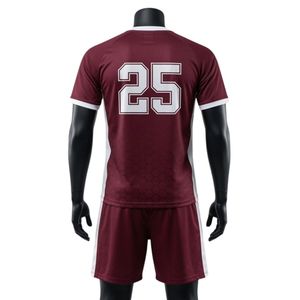 Ensemble d'uniformes de lacrosse unisexe bordeaux et blanc en polyester, coupe athlétique, maillot et short légers pour équipes sportives - Product Image 2