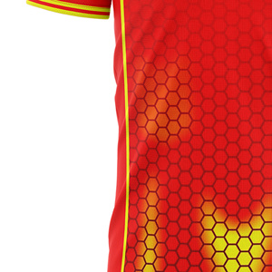 Custom Sublimated Soccer Jersey <b>Men</b> Red Yellow Geometric Pattern Crew Neck Short Sleeve Moisture Wicking Regular Fit Lightweight - Product Image 3