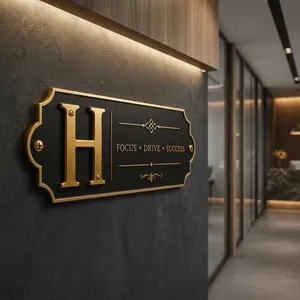 ตัวอักษรโลหะรูปตัว H พร้อมสกรู ตกแต่งสีทอง ตัวอักษรติดผนังสำหรับป้ายชื่อบ้าน ประตูหลัก สำนักงาน โรงแรม ป้ายร้านค้า - Product Image 6