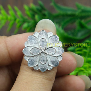 Anillo de Plata de Ley 925 con Flor, Ajustable, Hecho a Mano, Diseño Floral Vintage, Joyería para Mujer, Anillo Abierto, Regalo - Product Image 4
