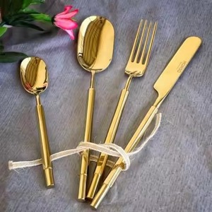 Decorative <b>Gold</b> Brass Cutlery Set Stylish Dining Flatware Utensil Collection Premium <b>Table</b> Decor For Wedding Dining - Product Image 2