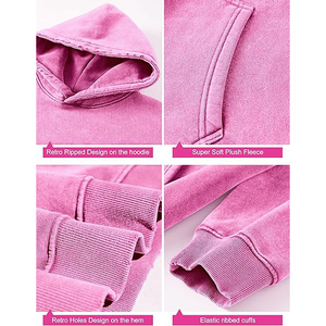 Sweat-shirt rose vif délavé à l'acide pour femme, coupe oversize, style néon vintage, en molleton, streetwear esthétique, coupe ample - Product Image 4