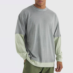 T-shirts pour hommes à double manches effet délavé, les plus vendus, avec faible MOQ, en tissu doux, idéaux pour l'été et l'extérieur - Product Image 1