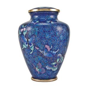Nouvelle Urne Funéraire Grande en Métal Cloisonné Papillon Bleu pour Cendres Humaines, Urne Commémorative pour Adultes, Usine OEM ODM - Product Image 1