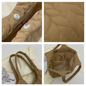 2026 Trendy Nylon Puffer Tote <b>Bag</b> for Women <b>Large</b> Quilted Shoulder <b>Bag</b> Zipper Closure Embroidery All Seasons Work Travel Tote - Product Image 6