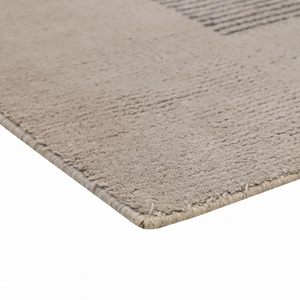 Tapis en laine DECORDEC gris beige à bordure, centre côtelé fin, écologique, antidérapant, tufté à la main, tapis texturé minimaliste pour - Product Image 6