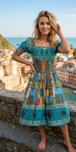 Robe midi élégante pour femmes en coton imprimé |   Robe d'été bohème sans manches |   Robe maxi en coton respirant et lavable pour les vacances - Product Image 2