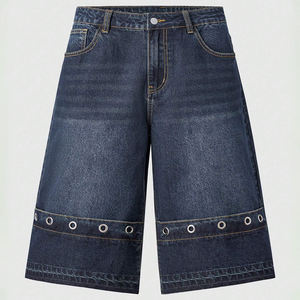 Pantalones cortos de mezclilla clásicos para hombre, lavado oscuro, de algodón 100% de alta densidad, estilo casual urbano, a la moda de verano, hasta la rodilla - Product Image 5