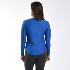Nueva Camiseta Deportiva de Manga Larga para Mujer, Diseño sin Costuras con Dobladillo Curvo, Ajuste al Cuerpo, 100% Poliéster, Color Sólido, Ropa Deportiva para Gimnasio, Yoga - Product Image 2
