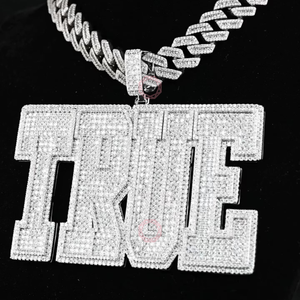 จี้รูปตัวอักษร TRUE สไตล์ฮิปฮอป พร้อมสร้อยคิวบา จี้และเครื่องประดับแฟชั่น สร้อยคอผู้ชายสุดเทรนดี้ - Product Image 2