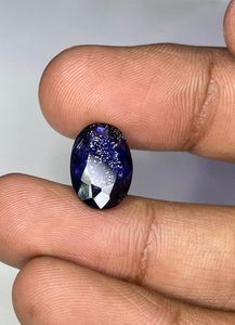 Iolite bleu foncé naturel, pierre de soleil, taille ovale, facettée, provenant des mines indiennes. - Product Image 2