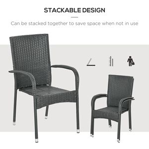 Cream White <b>Stackable</b> Rattan <b>Outdoor</b> Dining <b>Chair</b> with Comfortable Cushions for Patio Use - Product Image 6
