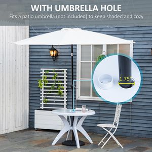 Tavolo da Pranzo Pieghevole in Lega di Alluminio Resistente con Foro per Ombrellone, Tavolo Rotondo da Esterno per Giardino, Prato e Cortile in Bianco - Product Image 4