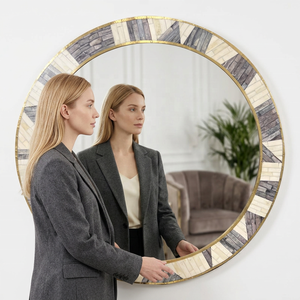 Miroir mural de mariage pliable, fait main, rustique, avec cadre en os, design incrusté d'os, de luxe, écologique, léger et durable, le meilleur - Product Image 1
