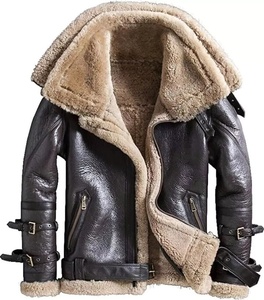 Veste bomber B3 pour homme, en cuir véritable RAF Aviator, col montant, logo sur le devant en toile, respirante, séchage rapide - Product Image 1