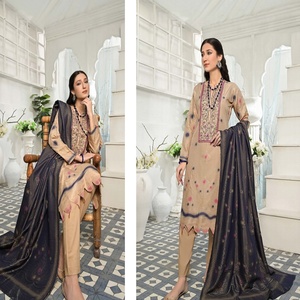 Bin Hameed Volume PARI porte des costumes Shalwar Kameez pakistanais et indiens sur tissu Jacquard Banarsi en viscose - Product Image 4