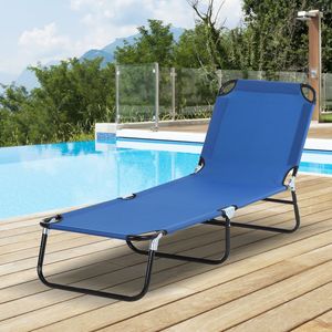 Sdraio Pieghevole a 5 Livelli di Reclinazione, Sedie da Piscina per Esterni, Lettini Prendisole con Telaio in Acciaio per Spiaggia, Giardino e Patio - Product Image 2