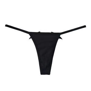Tangas de mujer sin costuras de seda helada fina, de punto sólido con elastano, de talle bajo, alta elasticidad, ropa interior deportiva íntima con cintura elástica - Product Image 3