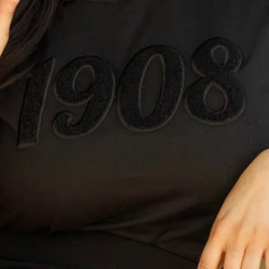 เสื้อสเวตเชิ้ตเชนิลล์สีดำล้วน รุ่น 1908 สำหรับผู้หญิง แขนยาว คอกลม ผ้าฟลีซ สวมใส่สบายๆ แฟชั่นเสื้อผ้าลำลอง - Product Image 3