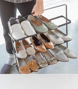 Sleek Multi Tier <b>Shoe</b> Rack Open Display Organizer <b>Space</b> <b>Saving</b> Design Strong Durable Frame Elegant Modern Entryway <b>Storage</b> Unit - Product Image 4