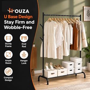 Minimalist Metal Clothing <b>Rack</b> Standing Type Height Adjustable Single Tier Wardrobe Storage Holder - Product Image 4