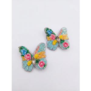 Kids Butterfly Hair Clip Beaded Floral Sequin Design Girls Hair Accessories Cute Party Wear Fashion Clip Set Elegant - Product Image 1