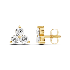 Fashion Stud <b>Earrings</b> Minimalist Round Lab Grown Diamond Stud <b>Earrings</b> 14K 18K Solid Gold Three Stone Diamond Cluster <b>Earrings</b> - Product Image 2