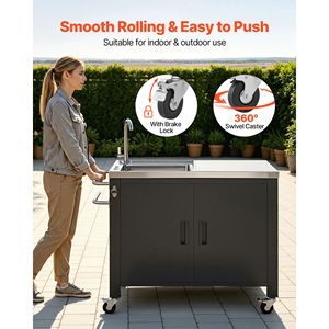 Chariot de camping avec évier et rangement, table de barbecue extérieure en acier inoxydable de 38 pouces, îlot de cuisine étanche - Product Image 6