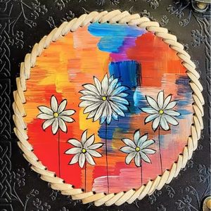 Diario de Cuero Negro Pintado a Mano con Arte Floral Colorido, Cierre de Metal, Cordón Cruzado, Cuaderno Hecho a Mano, Regalo, 8x6 Pulgadas de Alto - Product Image 6