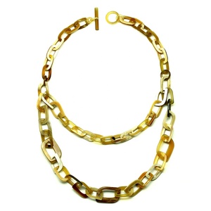 Artesanía vietnamita Collar de eslabones de cadena Unisex Color natural Cuerno de búfalo Patrón de número lindo Collares de moda de 90cm - Product Image 1